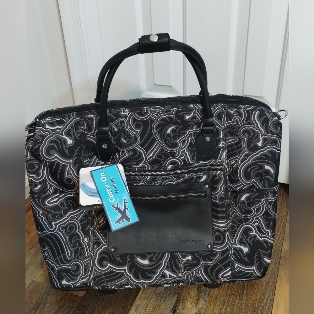 Calpak Black and Gray Swirl Travel Tote